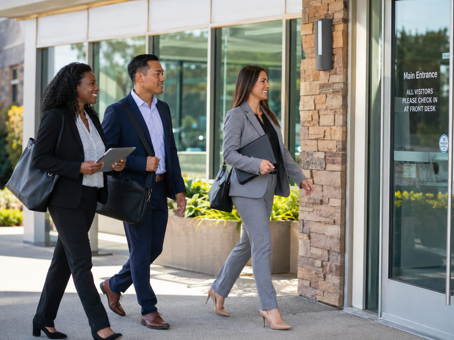 DAVAB team arriving at a healthcare facility entrance
